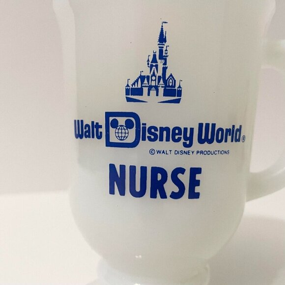 Vintage Walt Disney World Productions Nurse Milk Glass Coffee Mug Flaws - Picture 15 of 16